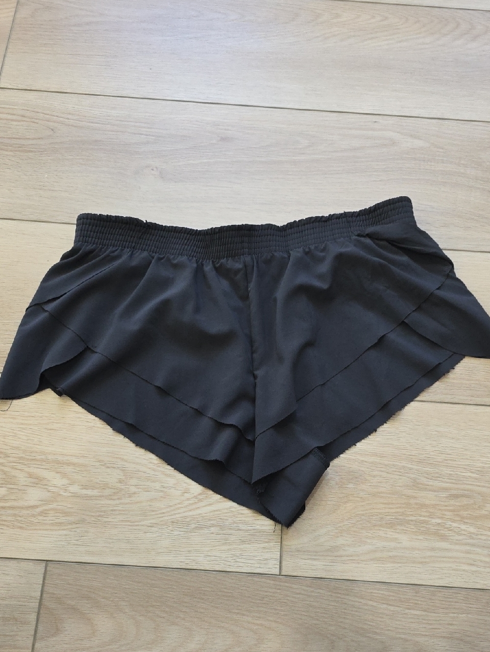 Free People Athletic Black Layered Ruffle Shorts